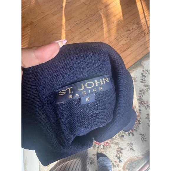 ST JOHN BASIC SANTANA KNIT NAVY KNIT JACKET SIZE 10 (JO100 - Picture 4 of 6